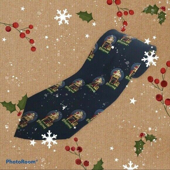 Norman Rockwell 100% Silk Christmas Necktie Saturday Evening Post Santa Claus - Picture 1 of 6